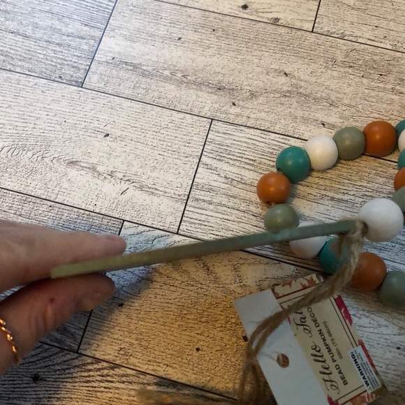 “Pumpkin Spice” Fall Wood Bead Jute Tassel Garland Mantle Tiered Tray Decoration - Picture 6 of 11